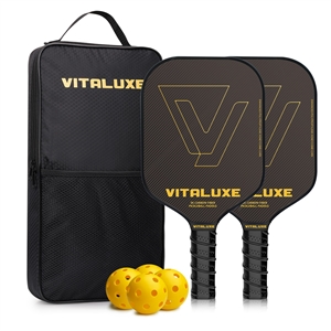 VITALUXE Pickleball Paddles Set of 2, 3K Carbon Fiber Pickleball Paddle with 4 Outdoor and Indoor Balls, Pickleball Rackets with Portable Bag for Beginner Intermediate Advanced Perfect Gift Set