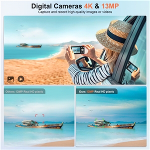 VITALUXE Digital Camera, 4K Kids Camera 13MP Point and Shoot Digital Cameras with 32GB SD Card 16X Zoom, 2.83'' Portable Vintage Small Camera for Teens Students Kids Boys Girls Adults Beginner(Blue)