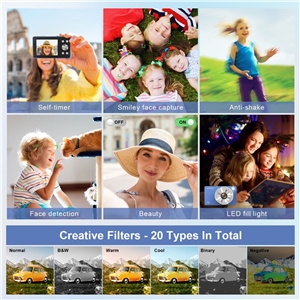 VITALUXE Digital Camera, 4K Kids Camera 13MP Point and Shoot Digital Cameras with 32GB SD Card 16X Zoom, 2.83'' Portable Vintage Small Camera for Teens Students Kids Boys Girls Adults Beginner(Blue)