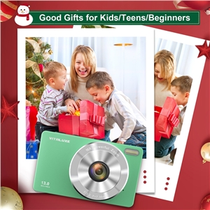 VITALUXE Digital Camera, 4K Kids Camera 13MP Point and Shoot Digital Cameras with 32GB SD Card 16X Zoom, 2.84'' Portable Vintage Small Camera for Teens Students Kids Boys Girls Adults Beginner(Green)