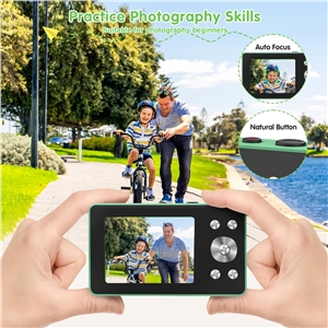VITALUXE Digital Camera, 4K Kids Camera 13MP Point and Shoot Digital Cameras with 32GB SD Card 16X Zoom, 2.84'' Portable Vintage Small Camera for Teens Students Kids Boys Girls Adults Beginner(Green)