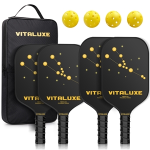 VITALUXE Pickleball Paddle Set of 4, Fiberglass Pickleball Paddle with 4 Outdoor and Indoor Balls Premium Pickleball Rackets with Portable Carry Bag Perfect Gifts for Men Women Kids