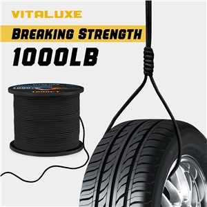 VITALUXE 1000Ib Paracord Rope, Tactical Parachute Cord with 12 Triple Strands, Heavy Duty Survival Gear for Camping, Hiking, Ideal for Bracelets, Lanyards, Diameter: 4MM, Black