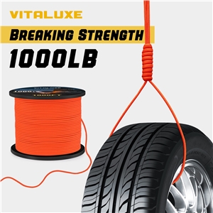 VITALUXE 1000Ib Paracord Rope, Tactical Parachute Cord with 12 Triple Strands, Heavy Duty Survival Gear for Camping, Hiking, Ideal for Bracelets, Lanyards, Diameter: 4MM, Orange