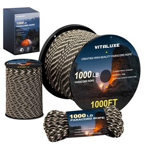 VITALUXE 1000Ib Paracord Rope, Tactical Parachute Cord with 12 Triple  Strands, Heavy Duty Survival Gear for Camping, Hiking, Ideal for Bracelets,  Lanyards, Diameter: 4MM, 1000FT,Forest Camo