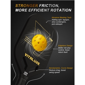 USAP Approved, Carbon Fiber Pickleball Paddle, Edgeless T700+3K Textured Carbon Friction Surface,Thermoformed Pickleball Paddle with Aerodynamic Design Used for tournaments,  Control