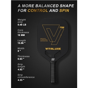 USAP Approved, Carbon Fiber Pickleball Paddle, Edgeless T700+3K Textured Carbon Friction Surface,Thermoformed Pickleball Paddle with Aerodynamic Design Used for tournaments,  Control