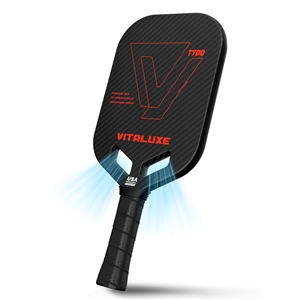 VITALUXE Carbon Fiber Pickleball Paddle, Edgeless T700+3K Textured Carbon Friction Surface，Thermoformed Pickleball Paddle with Aerodynamic Design Used for tournaments, Power & Control & Spin Max