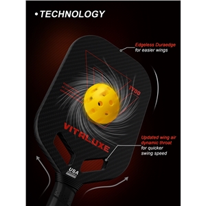 USAP Approved, Carbon Fiber Edgeless Pickleball Paddle,Exclusively Designed Weighting and Protection Edge Tape 2 Pack | Bag, power