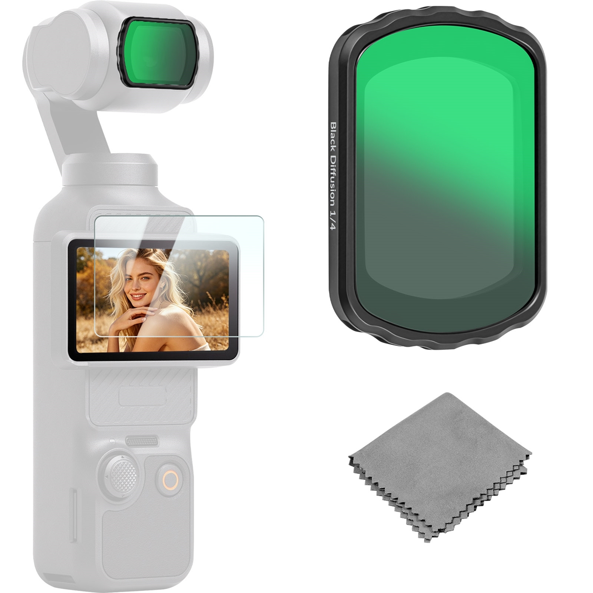 VITALUXE Magnetic Black Diffusion 1/4 Filter for DJI Osmo Pocket 3 / Pocket 4, Multi-Coated Black Mist Cinematic Effect Filters for Osmo Pocket 3/4 Creator Combo