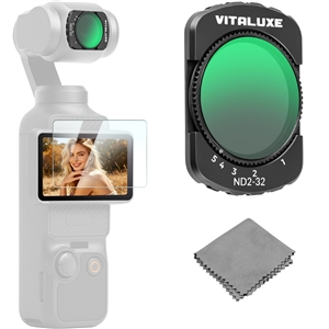  VITALUXE Magnetic Variable ND2-32 Filter for DJI Osmo Pocket 3 / Osmo Pocket 4, Adjustable Neutral Density Filter ND2-32 1-5 Limited Stops for Pocket 3 / 4 Creator Combo, Action Camera Accessories