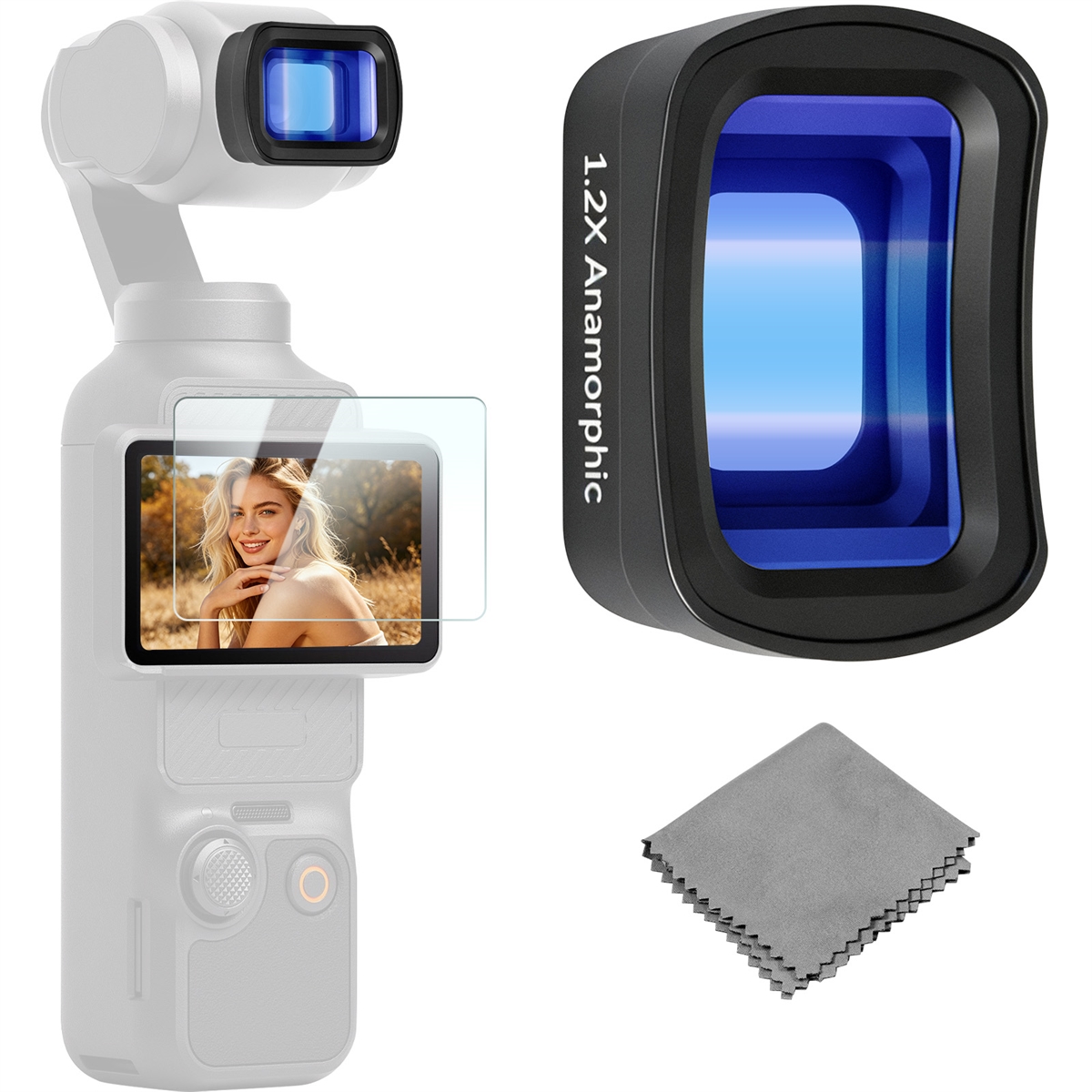 VITALUXE 1.2X Anamorphic Lens Compatible with DJI Osmo Pocket 3 / Pocket 4, Magnetic Blue Streak Effect Widescreen Cinematic Lens Filter, Multi-Coated/HD Optical Glass
