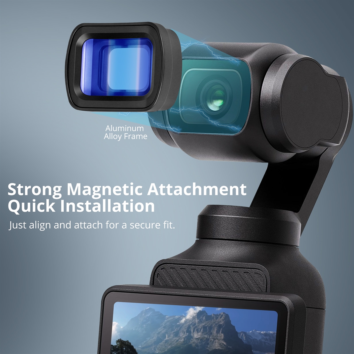 VITALUXE 1.2X Anamorphic Lens Compatible with DJI Osmo Pocket 3 / Pocket 4, Magnetic Blue Streak Effect Widescreen Cinematic Lens Filter, Multi-Coated/HD Optical Glass