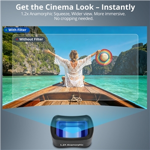VITALUXE 1.2X Anamorphic Lens Compatible with DJI Osmo Pocket 3 / Pocket 4, Magnetic Blue Streak Effect Widescreen Cinematic Lens Filter, Multi-Coated/HD Optical Glass