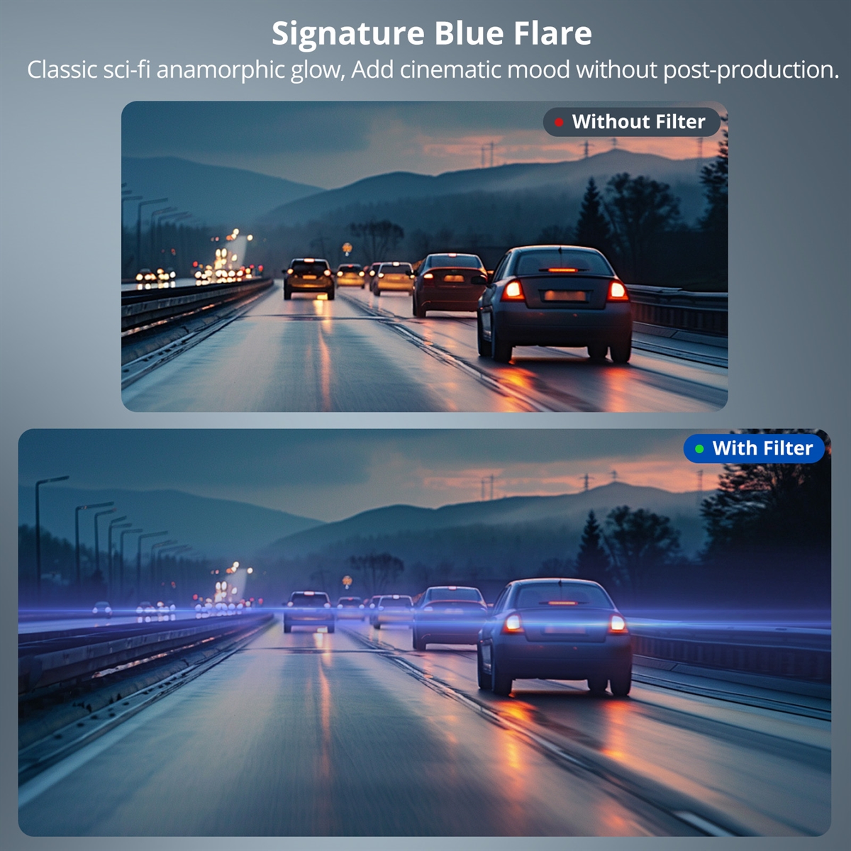 VITALUXE 1.2X Anamorphic Lens Compatible with DJI Osmo Pocket 3 / Pocket 4, Magnetic Blue Streak Effect Widescreen Cinematic Lens Filter, Multi-Coated/HD Optical Glass