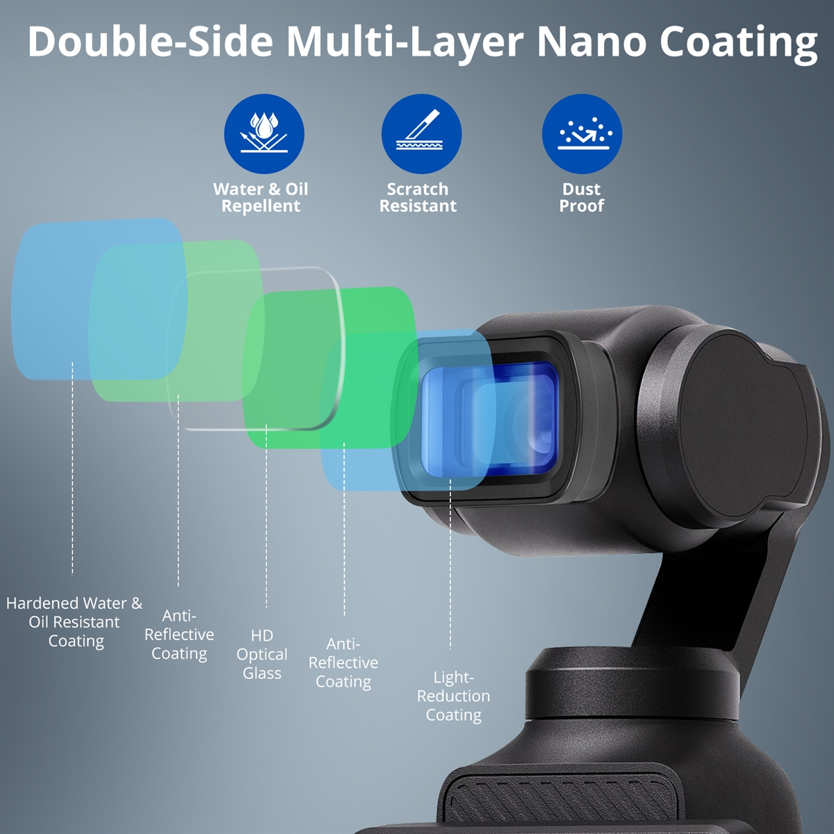 VITALUXE 1.2X Anamorphic Lens Compatible with DJI Osmo Pocket 3 / Pocket 4, Magnetic Blue Streak Effect Widescreen Cinematic Lens Filter, Multi-Coated/HD Optical Glass