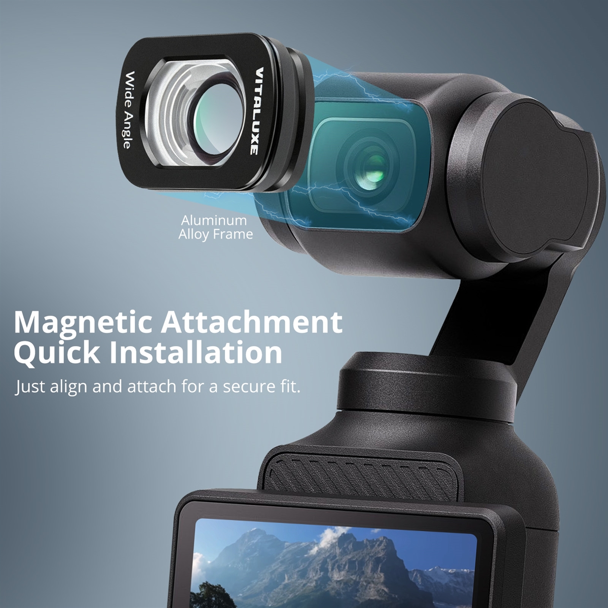 VITALUXE Wide Angle Lens Compatible with DJI Osmo Pocket 3 / Osmo Pocket 4, Magnetic Ultra Wide Lens Filter, Multi-Coated Optical Glass Action Camera Lens