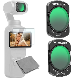 VITALUXE Variable ND 2-32 & ND 32-512 Filter for DJI Osmo Pocket 3 / Osmo Pocket 4, Magnetic Limited Stops Neutral Density Filters, Action Camera Pocket 3/4 Accessories