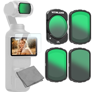  VITALUXE Magnetic CPL & ND Filter Kit for DJI Osmo Pocket 3 / Pocket 4, 4 Pack CPL ND16 ND64 ND256 Polarizer Neutral Density Filters, Multi-Coated/Optical Glass/Gimbal Safe