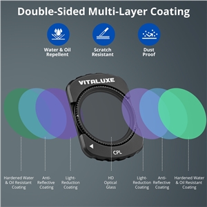 VITALUXE Magnetic CPL & ND Filter Kit for DJI Osmo Pocket 3 / Pocket 4, 4 Pack CPL ND16 ND64 ND256 Polarizer Neutral Density Filters, Multi-Coated/Optical Glass/Gimbal Safe