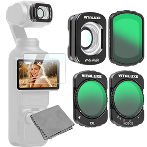 VUTALUXE CPL Black Diffusion 1/4 VND2-32 Filter Wide Angle Lens for DJI Osmo Pocket 3 / Osmo Pocket 4, 4 Pack Magnetic Wide Angle Lens & Effect & ND & CPL Filter Set for Pocket 3/4 Accessories