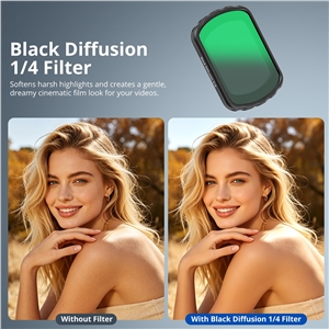 VUTALUXE CPL Black Diffusion 1/4 VND2-32 Filter Wide Angle Lens for DJI Osmo Pocket 3 / Osmo Pocket 4, 4 Pack Magnetic Wide Angle Lens & Effect & ND & CPL Filter Set for Pocket 3/4 Accessories