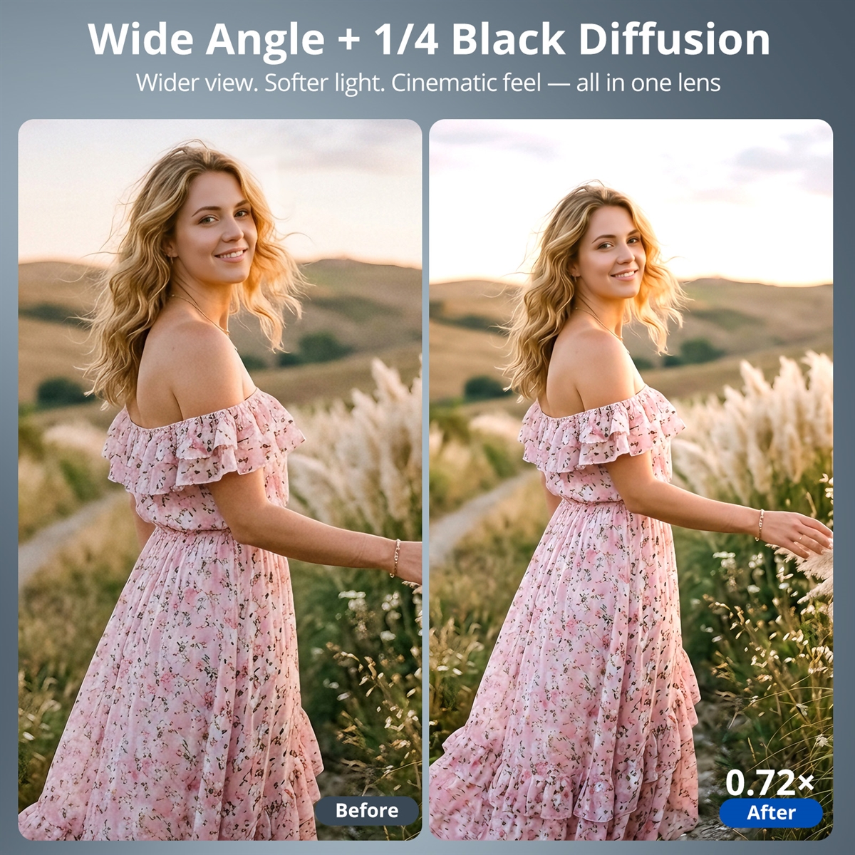 VITALUXE 1/4 Black Diffusion Filter + Wide Angle Lens for DJI Osmo Pocket 3 / Pocket 4, Magnetic Wide Angle Lens Black Diffusion 1/4 Effect Filter for Osmo Pocket 3 / 4 Accessories