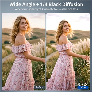 VITALUXE 1/4 Black Diffusion Filter + Wide Angle Lens for DJI Osmo Pocket 3 / Pocket 4, Magnetic Wide Angle Lens Black Diffusion 1/4 Effect Filter for Osmo Pocket 3 / 4 Accessories