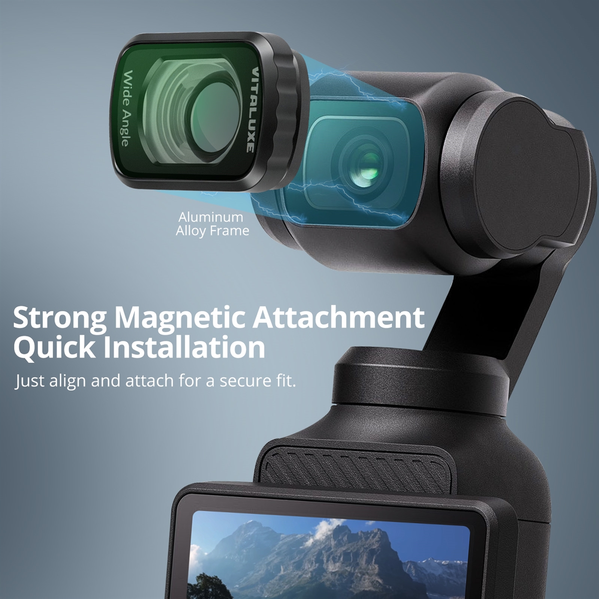 VITALUXE 1/4 Black Diffusion Filter + Wide Angle Lens for DJI Osmo Pocket 3 / Pocket 4, Magnetic Wide Angle Lens Black Diffusion 1/4 Effect Filter for Osmo Pocket 3 / 4 Accessories