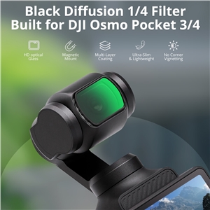 VITALUXE Wide Angle Lens Black Diffusion 1/4 Neutral Night Filter for DJI Osmo Pocket 3 / Pocket 4, Magnetic Anti-Light Pollution Cinematic Wide Lens Optical Glass/Multi-Coated Filters