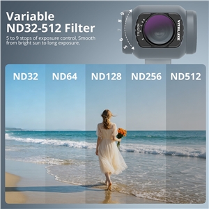 VITALUXE Variable ND 2-32 & ND 32-512 Filter for DJI Osmo Pocket 3 / Osmo Pocket 4, Magnetic Limited Stops Neutral Density Filters, Action Camera Pocket 3/4 Accessories