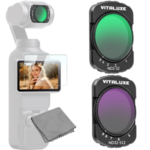 VITALUXE Variable ND 2-32 & ND 32-512 Filter for DJI Osmo Pocket 3 / Osmo Pocket 4, Magnetic Limited Stops Neutral Density Filters, Action Camera Pocket 3/4 Accessories